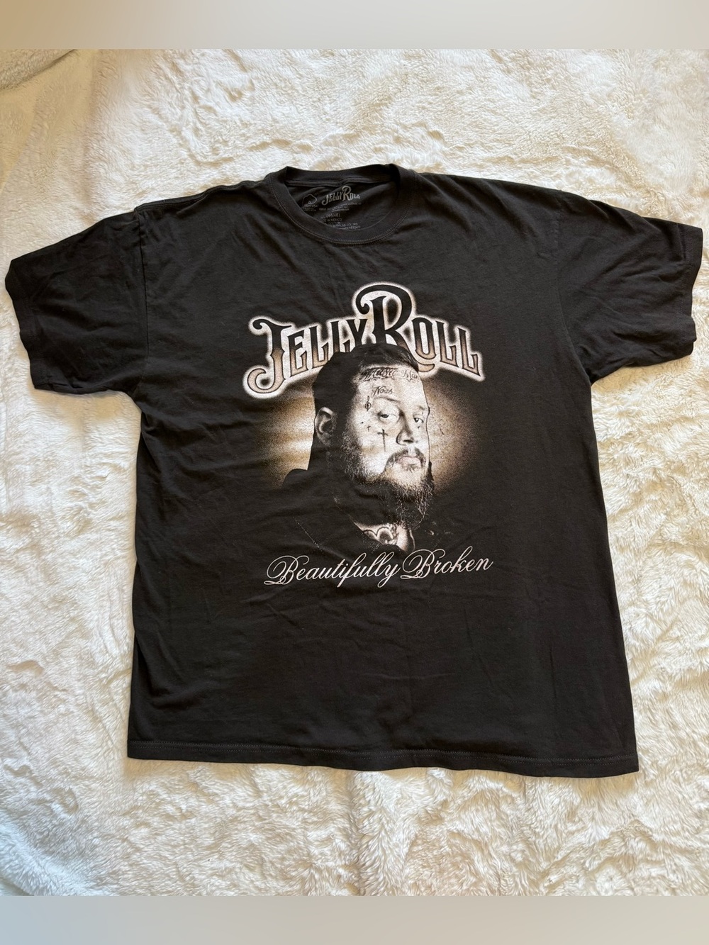 Official Jelly Roll Beautifully Broken Graphic Tee Shirt Men’s XL Brown